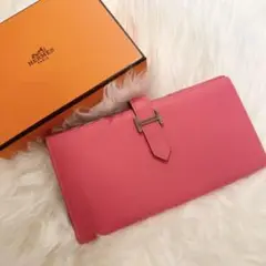 【超美品】HERMES エルメス ベアンスフレ 長財布 ピンク