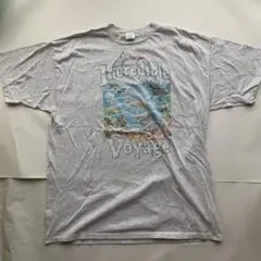 USA製 ヴィンテージプリントtシャツ マリンオーシャン柄 レトロ グレー XL
