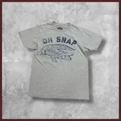 US古着 OH SNAP ワニ プリント Tシャツ 半袖 グレー Mサイズ
