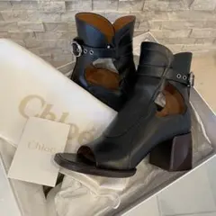 お値下げ‼️Chloé ブラック オープントゥブーティ
