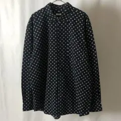 【希少】comoli ドーナツ ドット 長袖シャツ 総柄 ネイビー