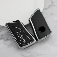 レクサス LEXUS キーケース TPUキーカバー黒銀 UX/ES/LS/NX