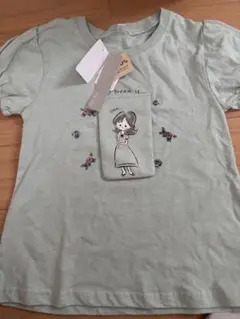 新品　女の子トップス120cm 半袖Tシャツ　ミントグリーン　プリンセス