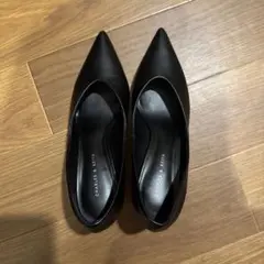 チャールズ＆キース メタリックブレードヒール パンプス36 靴 黒