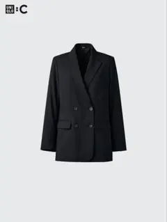 極美品 UNIQLO C 感動ダブルジャケットリラックスフィット ブラック