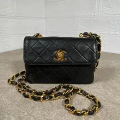 CHANEL シャネル ショルダー バッグ ミニ ミニ チェーン マトラッセ 黒