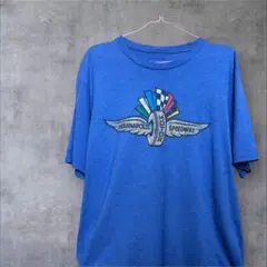 【インディアナポリス・モーター】スピードウェイ Tシャツ XL 古着　青　海外