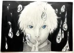 原画イラスト 鉛筆画 手描き 一点物 五条悟 ファンアート
