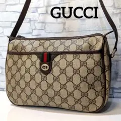 GUCCI　オールドグッチ　ショルダーバッグ　シェリーライン　GG柄　ブラウン