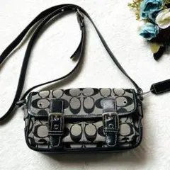 ★良品★ COACH コーチ ミニショルダーバッグ シグネチャー レザー布コンビ