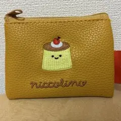 【おまとめ割引】　にっこりーノ プリン　刺繍ポーチ イエロー