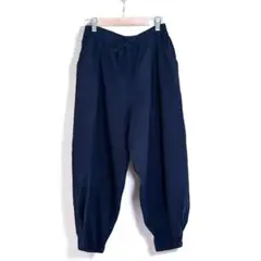 新品未使用　麻混　イージーパンツ　クロップド丈　ネイビー　ゆったり　LLサイズ