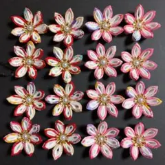 つまみ細工お花のパーツ　二重剣つまみ　16個