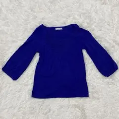 【22 OCTOBRE】トップス(S青色/Vネック/長袖/バルーン袖/無地
