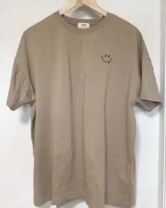 BEAMS スマイルプリント 半袖Tシャツ ベージュ