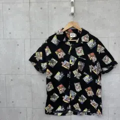 ONE PIECEアロハシャツ ワノ国 チョッパー サイジ ゾロ ルフィ M 黒