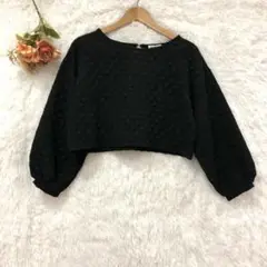 ★キューティービューティー★ ポコポコ ショート丈 トップス 【M】 長袖 黒