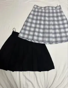 チェック柄プリーツスカート2枚セット
