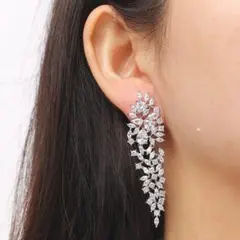 ジルコニア ウェディング シルバー ピアス ゴージャス ロイヤル ブライダル