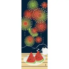 濱文様 絵手ぬぐい スイカ花火 夏 手拭い てぬぐい