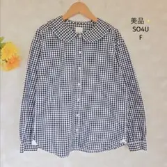 ソウフォーユー SO4U シャツ【F】長袖 ギンガムチェック 丸襟 美品✨