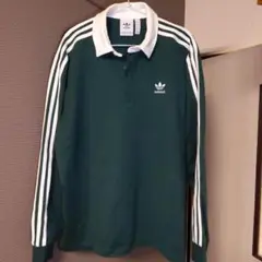 【adidas originals】ラグビーポロシャツ ダークグリーン Lサイズ