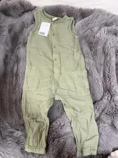 オリーブ グリーン コットンロンパース　H&M 85cm