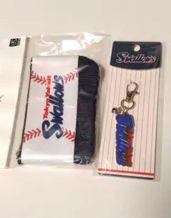 東京ヤクルトスワローズ コインケース ポーチ メタルキーホルダー　2点セット