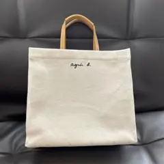 アニエスベー　スクエアトート　アイボリー　バッグ