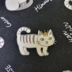 ハンドメイドまあるいポーチ王冠ねこ