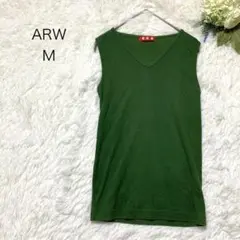 アロー　カットソー　Ｍ　ノースリーブ　グリーン　無地　シンプル　ストレッチ