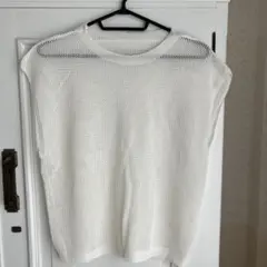 メッシュ　ニット半袖　ホワイト