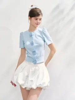 treat ürself Rose flower cardigan blue