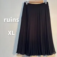 ★美品★ ruins シフォンプリーツスカート 裾フレア 日本製 黒 XL
