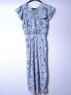 mysty woman　クレープ花柄プリントオールインワン