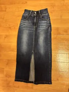 デニムタイトスカート ダークブルー スリット入り