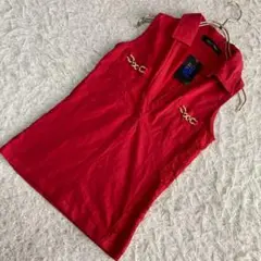 《美品》 GIRLS MAGIC ノースリーブカットソー レッド M ビジュー