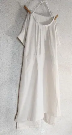 ナチュラルop*コットンリネン·生成り·フレンチスリーブ·後下がり