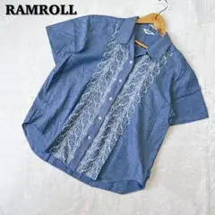 RAMROLL ラムロール 半袖シャツ ブラウス 羽織 15R 刺繍 フルボタン