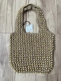 【新品】BALI WERKSTÄTTE 手編みトートバッグ ベージュ