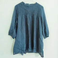 新品☆シーズンリーズン　胸元シャーリングブラウス　緑　LLサイズ