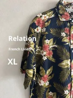 Relation French Lince アロハ ボタニカル柄 XL 柄シャツ