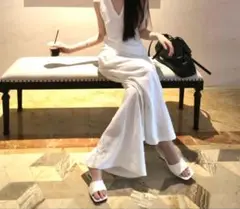 Zara ホワイト ワイドパンツ