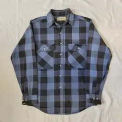 90sアメリカ製 ST JOHN'S BAY ネルシャツ 青黒 ブロックチェック