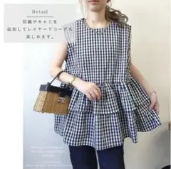 ギンガムチェック ノースリーブチュニック Mサイズ