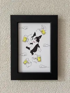 ボストンテリア 乾杯手描きイラスト原画