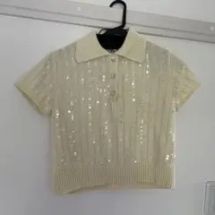 ZARA スパンコール ポロシャツ トップス