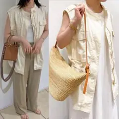 美品・完売 プラージュ vintage like satin ベスト ナチュラル