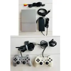 【PS2】PS2 本体　シルバー&コントローラ2台セット