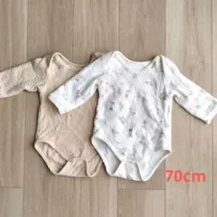 長袖ロンパース肌着 80cm2枚セットバースデイ Cottoli 起毛